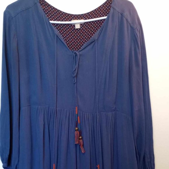 Anthropologie Holding Horses blue and pink dip dye dress size 4 Pullover peasant - Picture 1 of 6